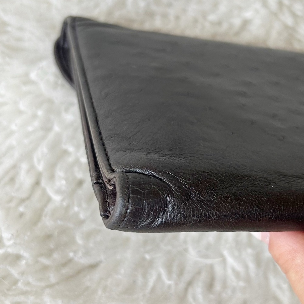 Dior Saddle Wallet Vintage Dark Brown Ostrich Leather - Picture 5 of 12